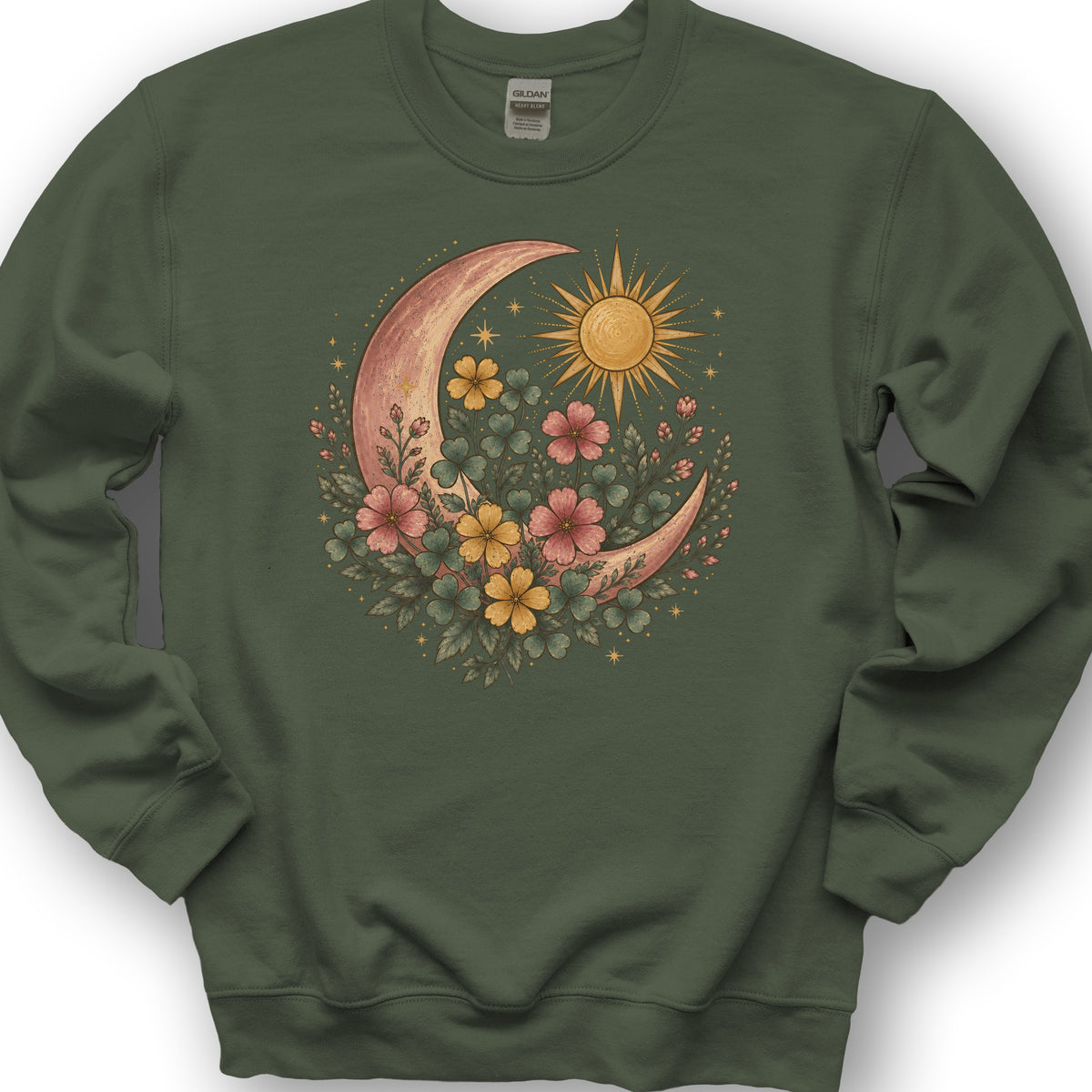 Shamrock Crescent Moon Sweatshirt - Military Green