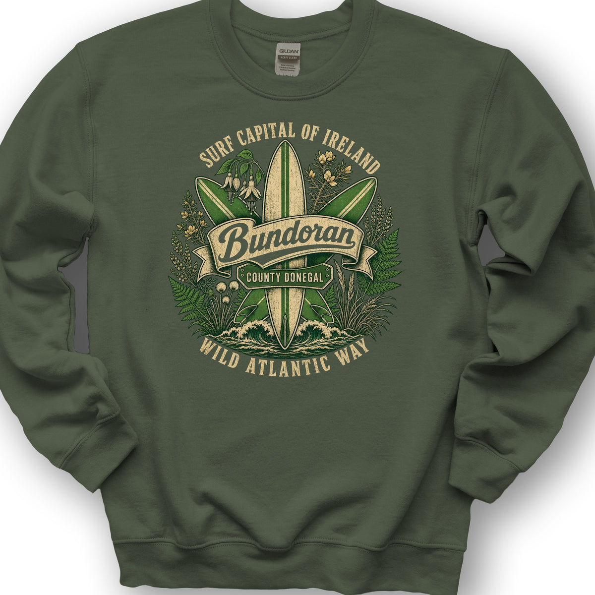Bundoran Surf Capital Sweatshirt - Military Green