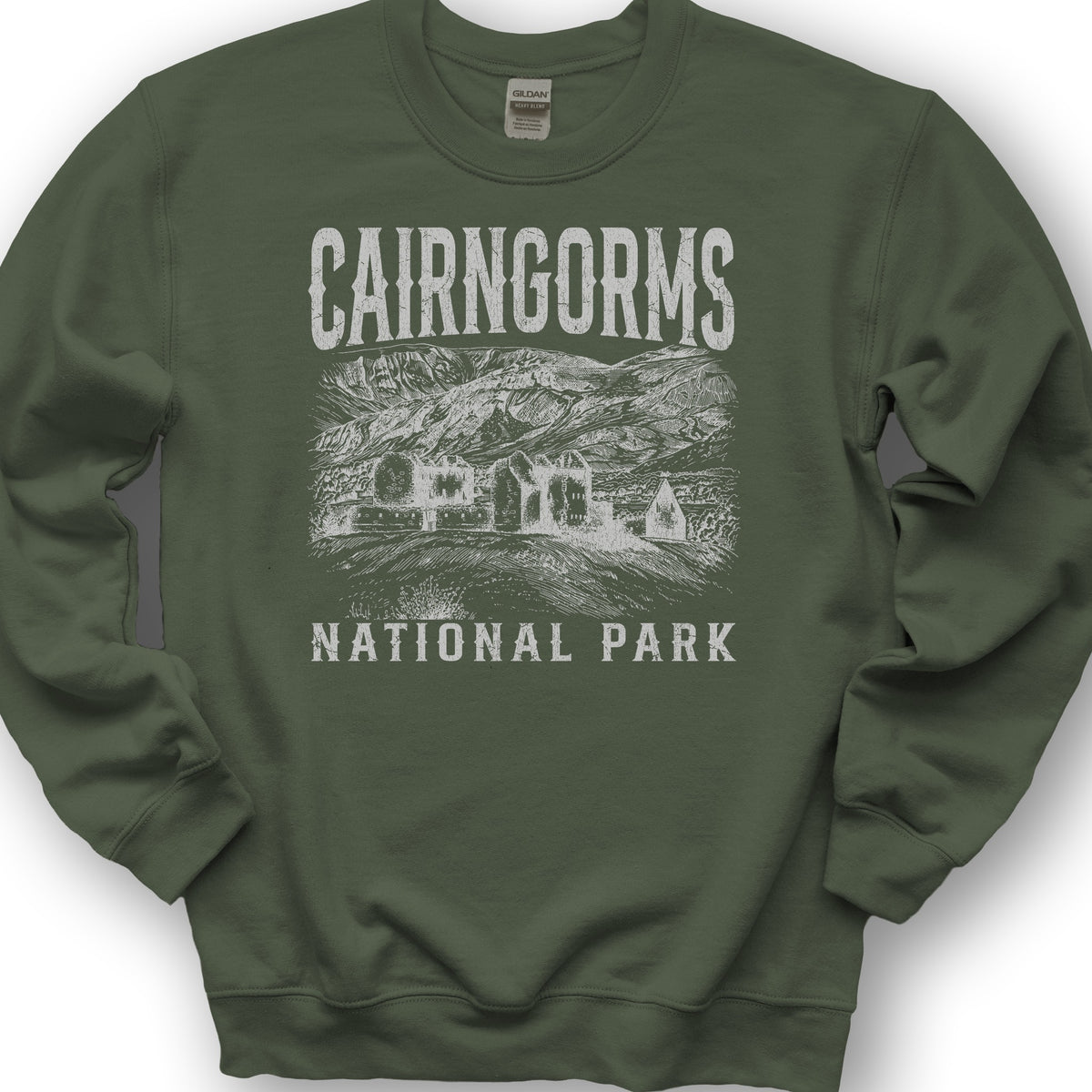 Cairngorms National Park Sketch Sweatshirt - Military Green