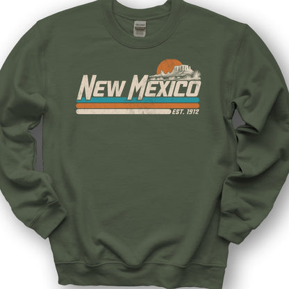 New Mexico Retro Stripe Sweatshirt - Military Green