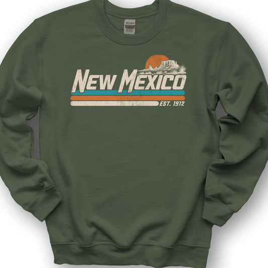 New Mexico Retro Stripe Sweatshirt - Military Green