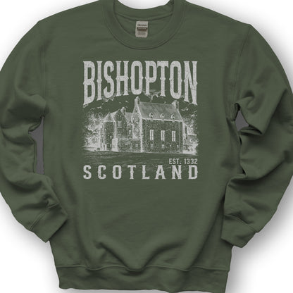 Bishopton Scotland Sketch Sweatshirt - Military Green