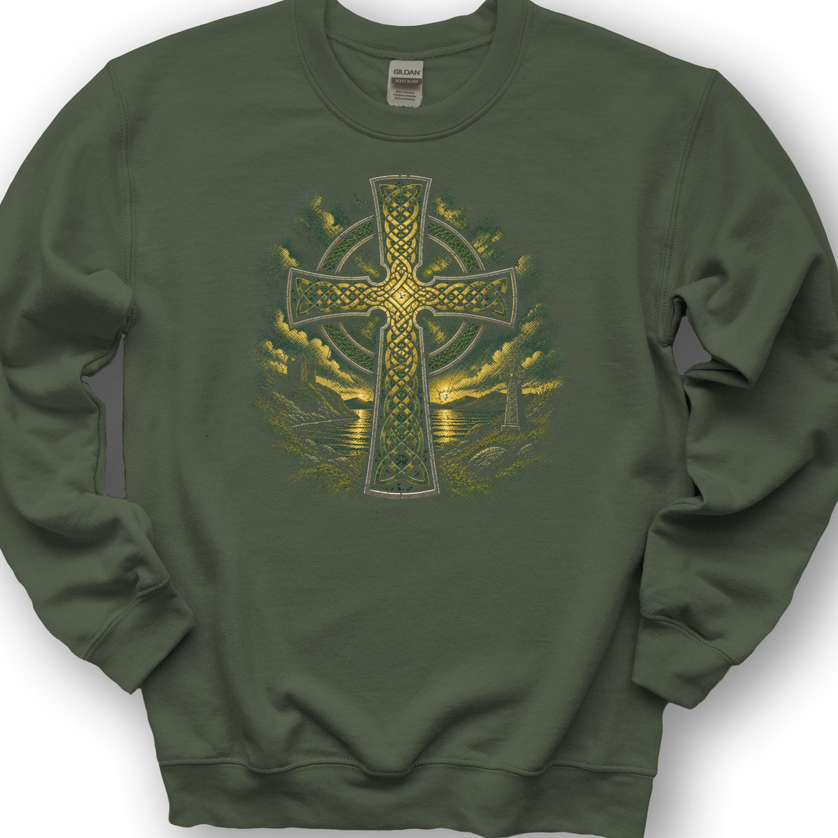 Celtic Cross Sweatshirt - Military Green
