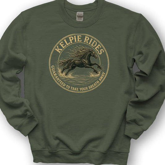 Kelpie Rides Badge Sweatshirt - Military Green