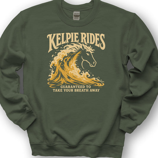 Kelpie Rides Retro Sweatshirt - Military Green