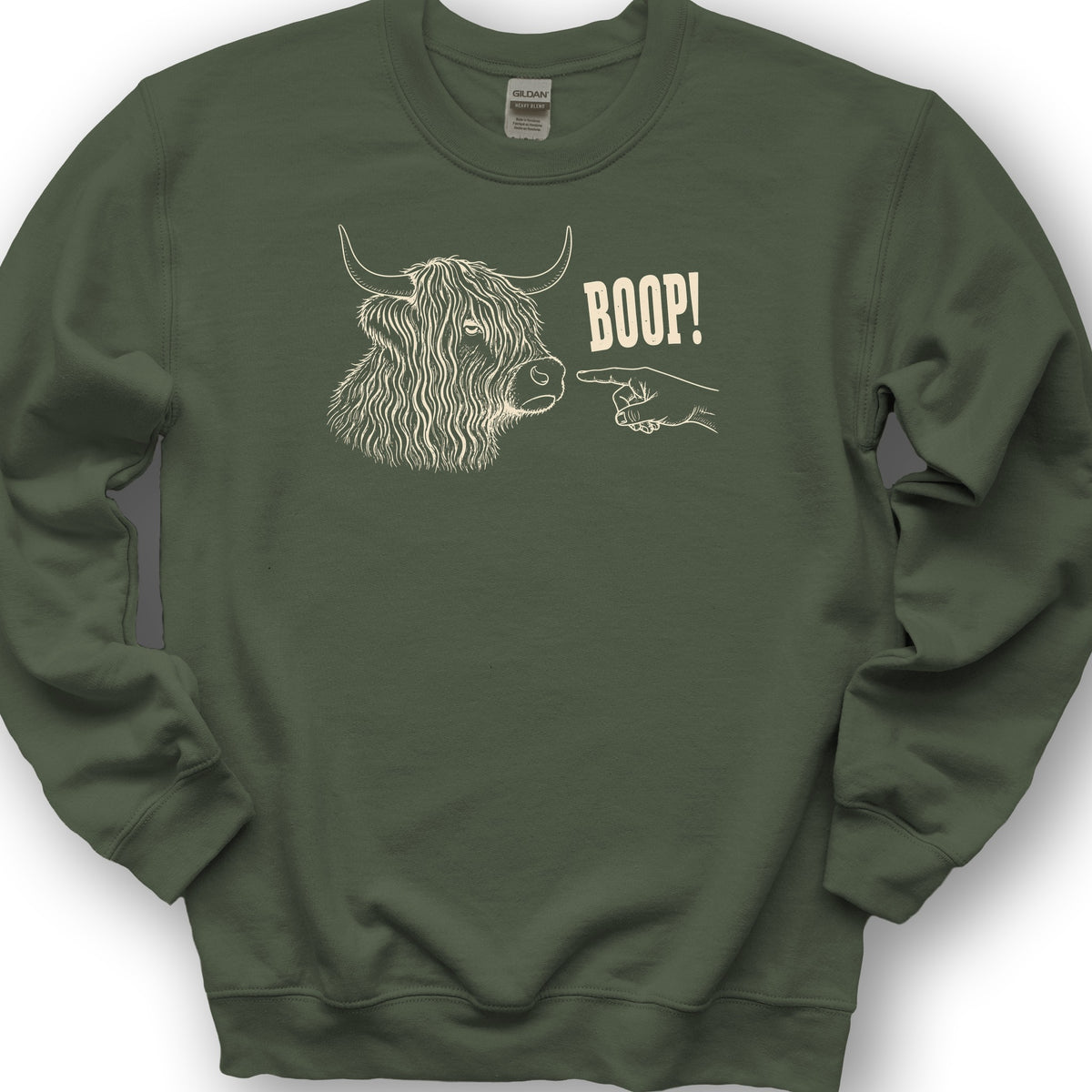 Boop Highland Coo Sweatshirt - Military Green