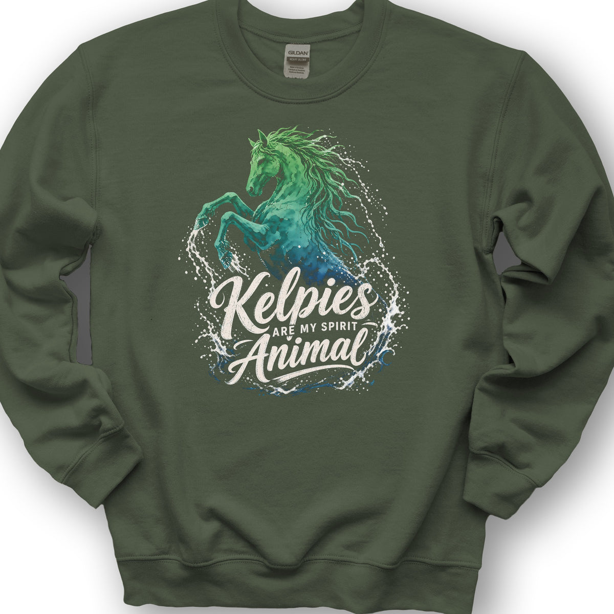 Kelpie Spirit Animal Sweatshirt - Military Green