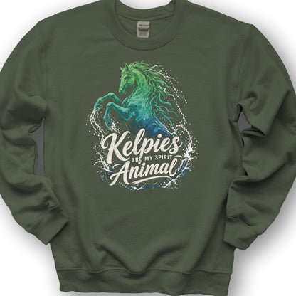 Kelpie Spirit Animal Sweatshirt - Military Green