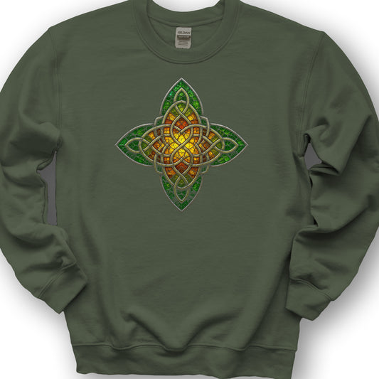 Celtic Glass Star Sweatshirt - Military Green