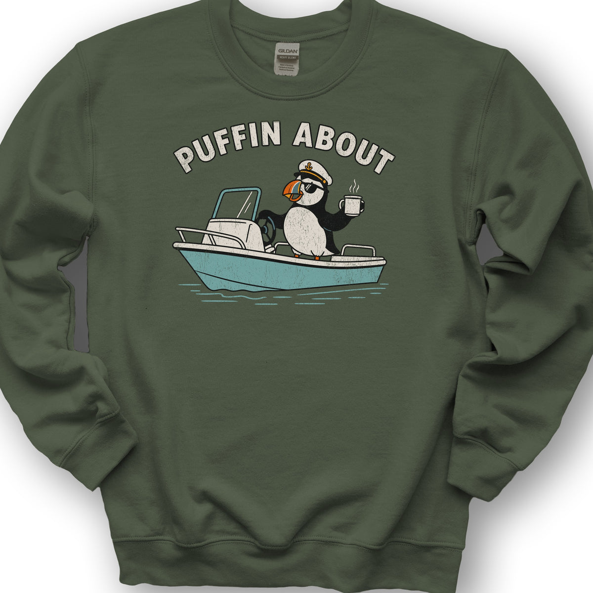 Puffin About Boat Sweatshirt - Military Green