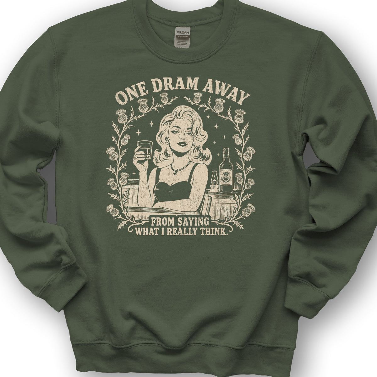 One Dram Away Sweatshirt - Military Green