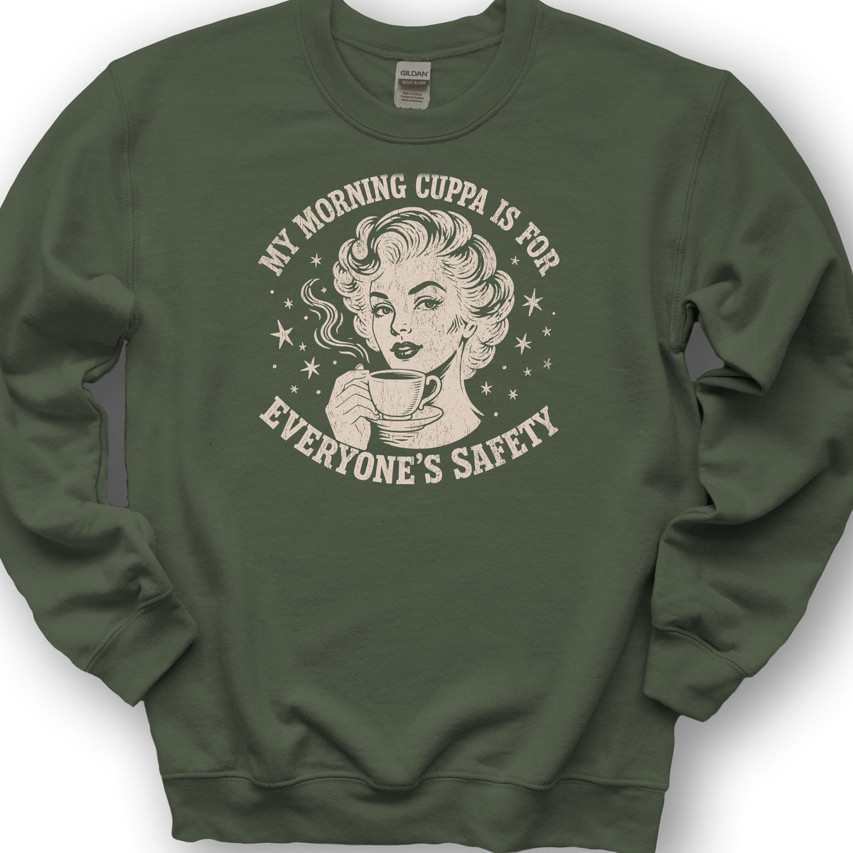 Morning Cuppa Safety Sweatshirt - Military Green