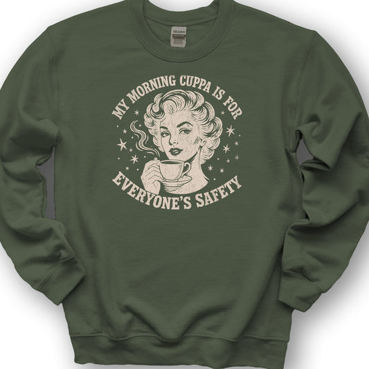 Morning Cuppa Safety Sweatshirt - Military Green