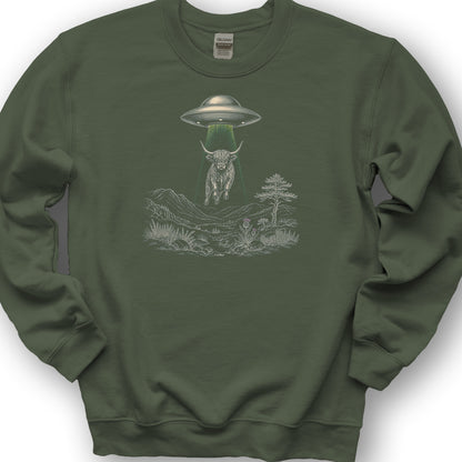 Highland Coo UFO Sweatshirt - Military Green