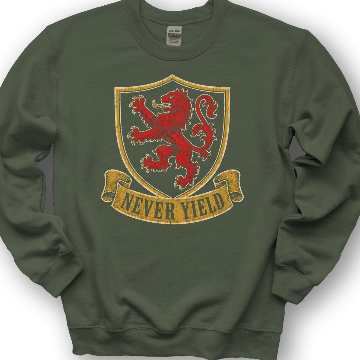 Never Yield Lion Sweatshirt - Military Green