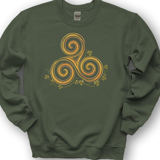 Irish Golden Triskele Sweatshirt - Military Green