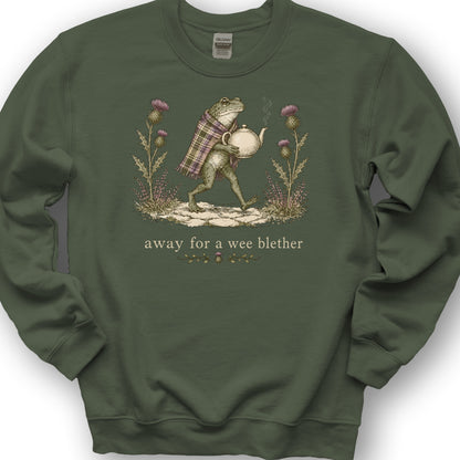 Wee Blether Frog Sweatshirt - Military Green