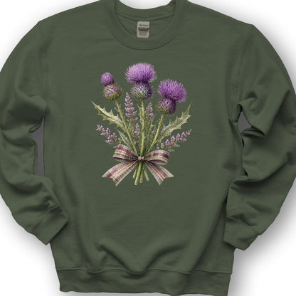 Thistle Bouquet Ribbon Sweatshirt - Military Green