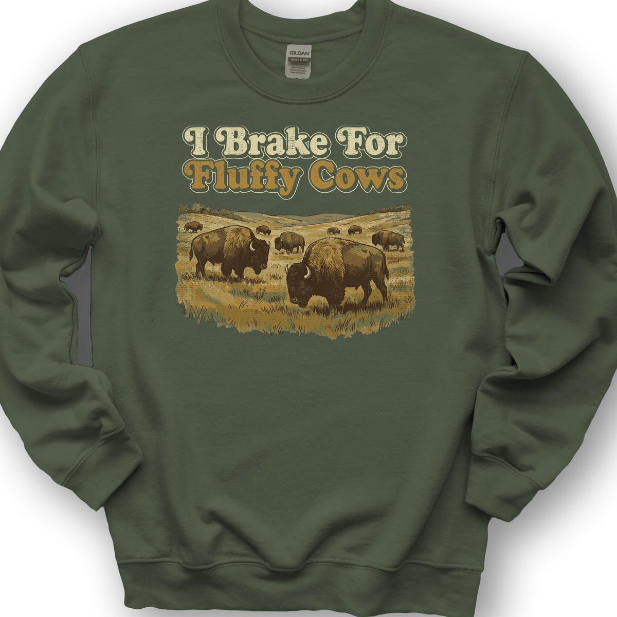 Fluffy Cow Brake Sweatshirt - Military Green