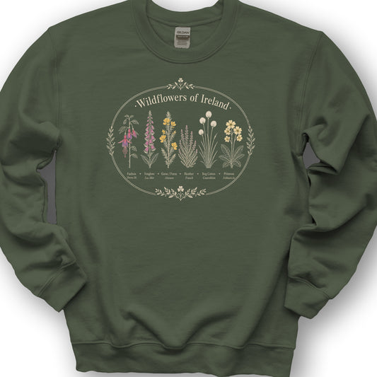 Wildflowers Of Ireland Sweatshirt - Military Green