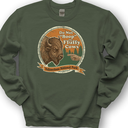 Fluffy Cows Boop Sweatshirt - Military Green