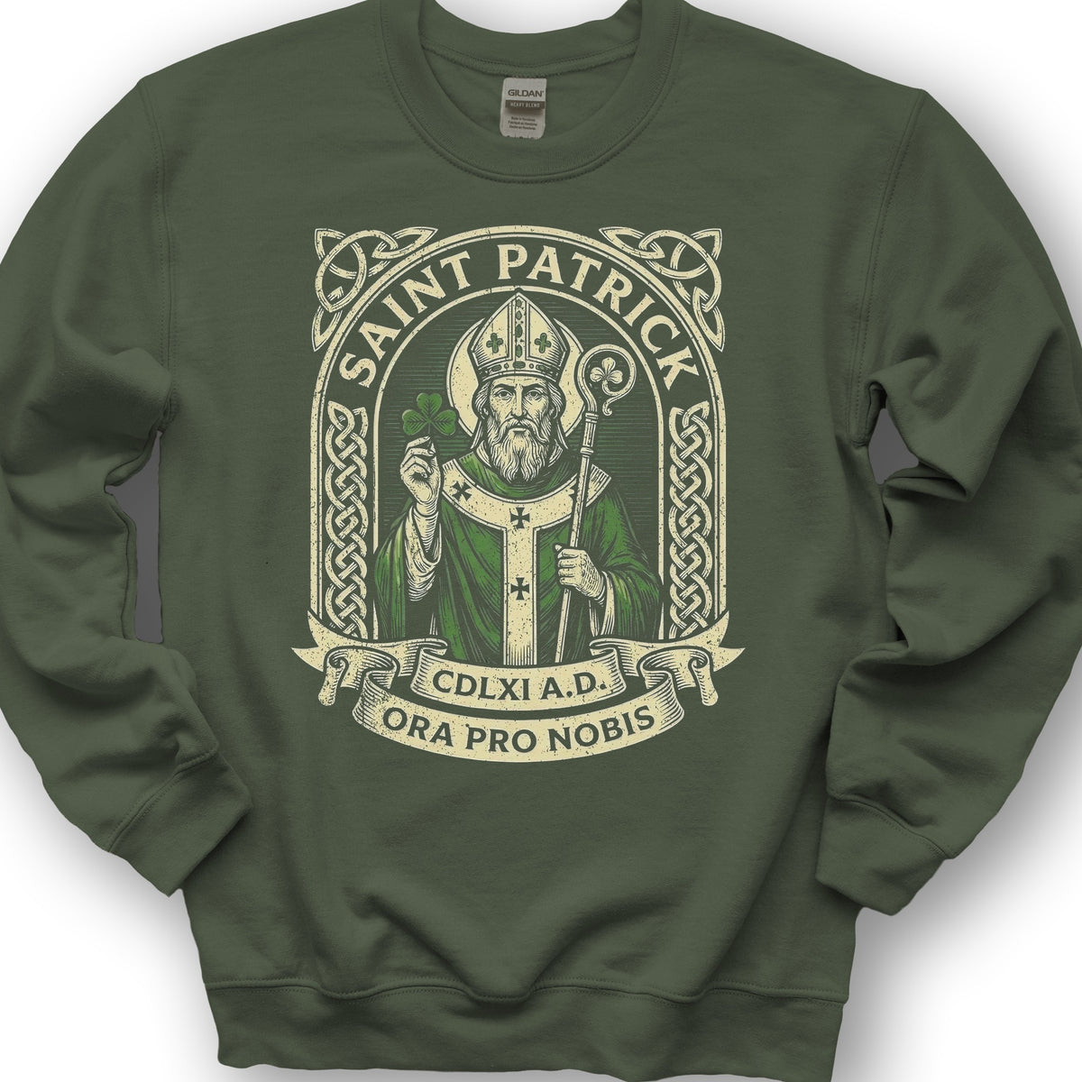 Saint Patrick Ora Pro Nobis Sweatshirt - Military Green