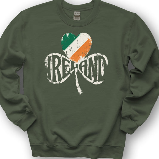 Ireland Shamrock Flag Sweatshirt - Military Green