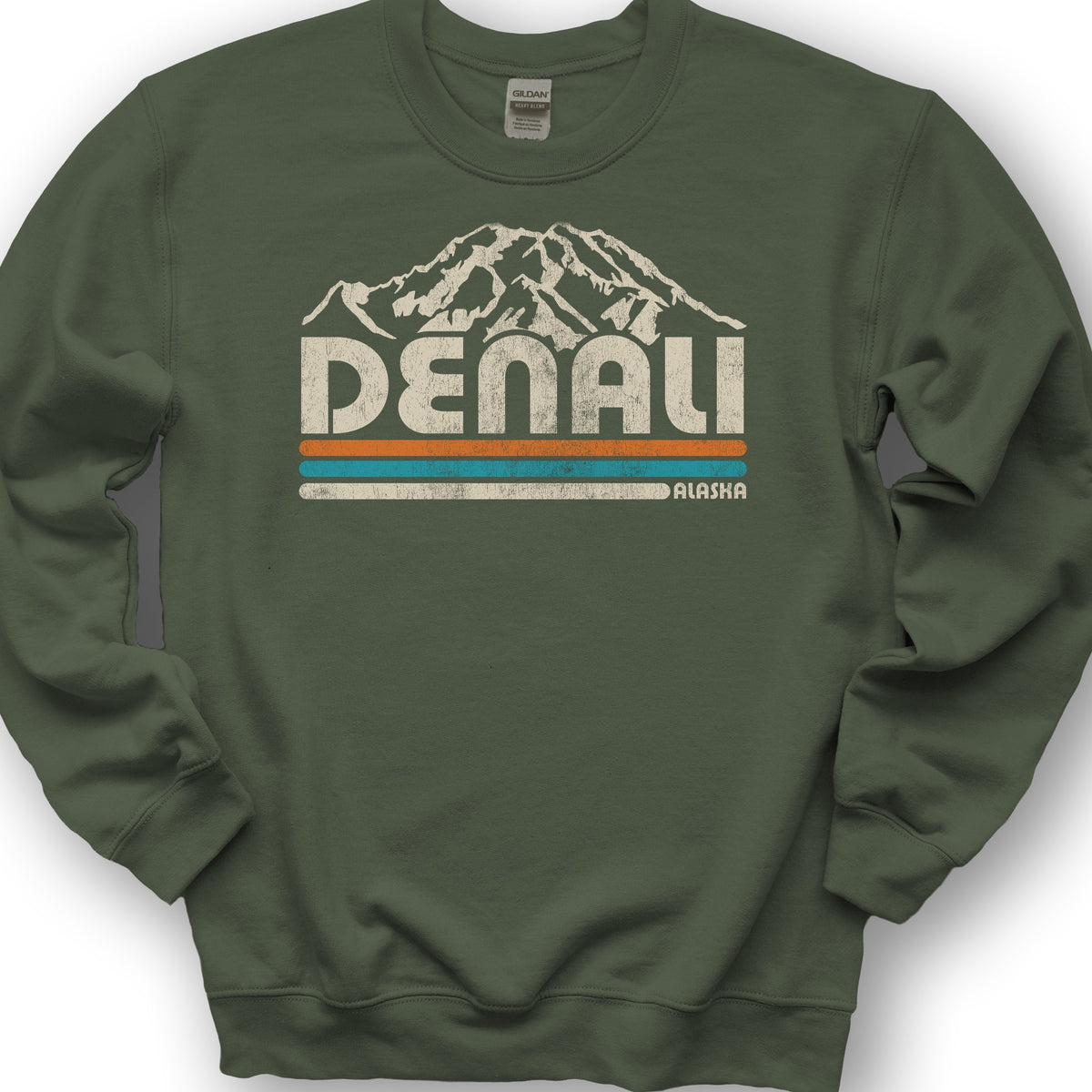 Denali Retro Stripe Sweatshirt - Military Green