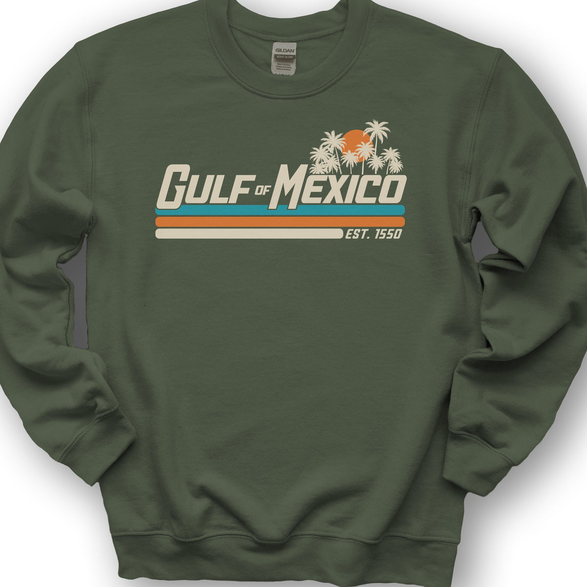 Gulf of Mexico Retro Stripe Sweatshirt - Military Green