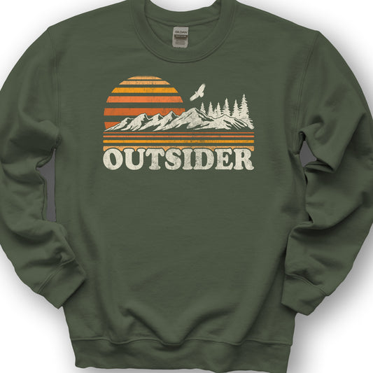 Outsider Vintage Mountains Sweatshirt - Military Green
