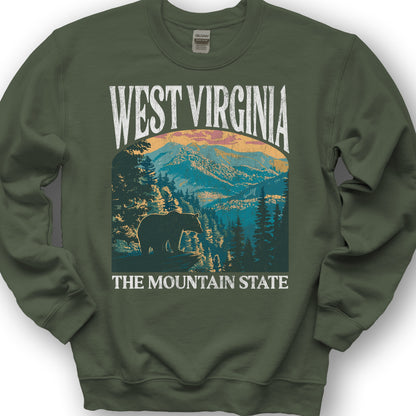 West Virginia Mountain State "Big and Bold" Sweatshirt - Military Green