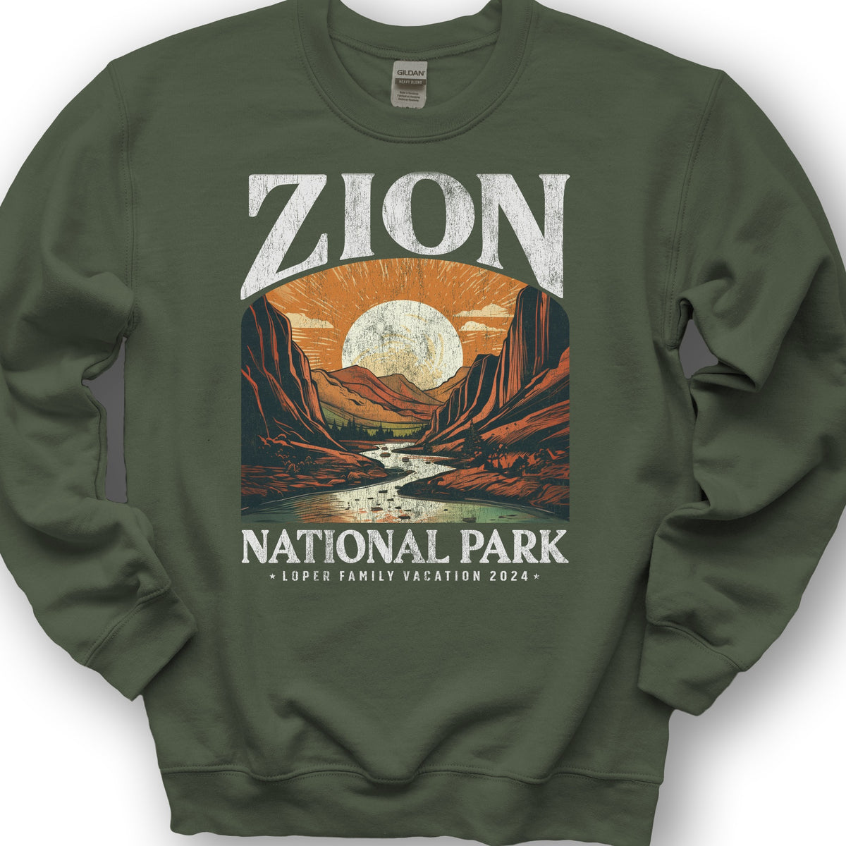 Zion National Park "Big and Bold" Sweatshirt - Military Green