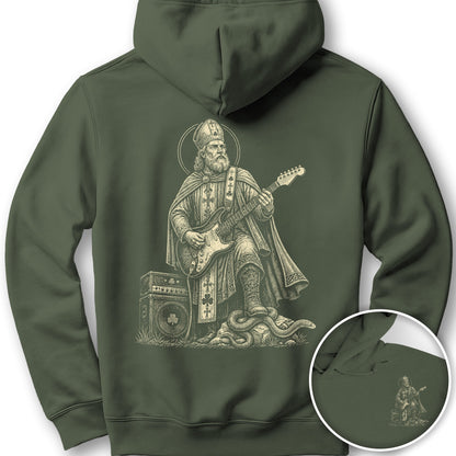 Saint Patrick Guitar Front/Back Print Hoodie - Military Green