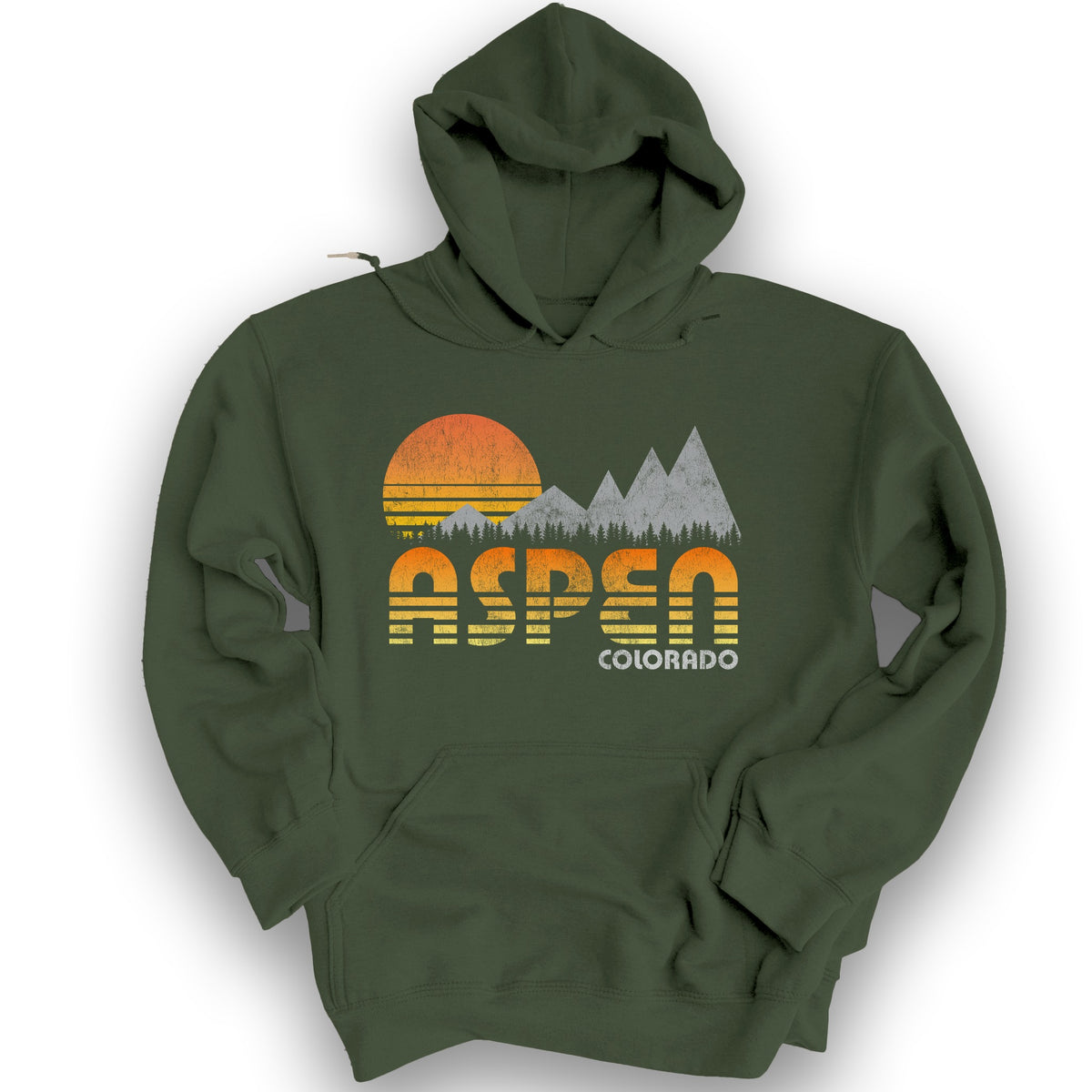 Aspen "80's Retro" Hoodie - Military Green