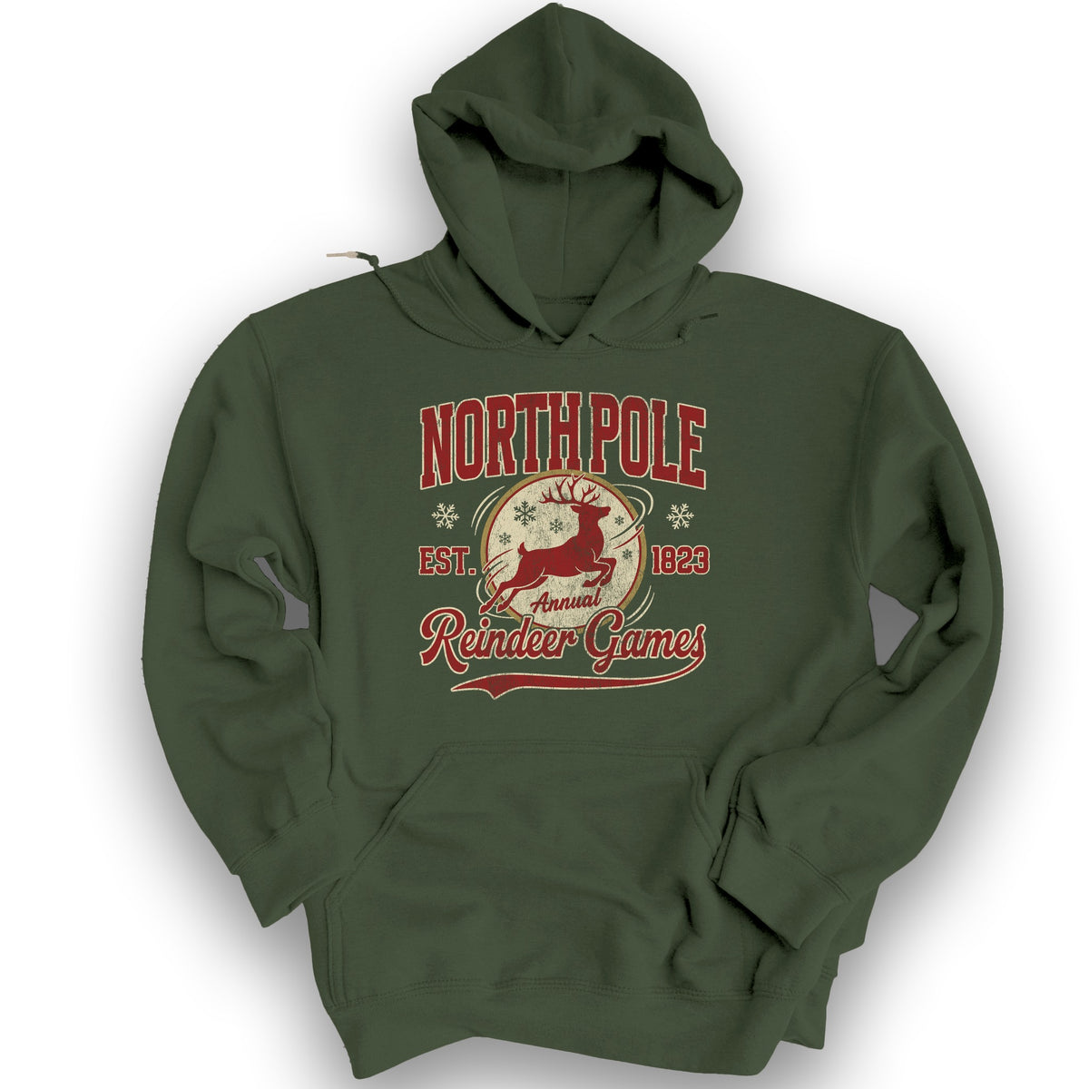 North Pole Annual Reindeer Games Hoodie - Military Green