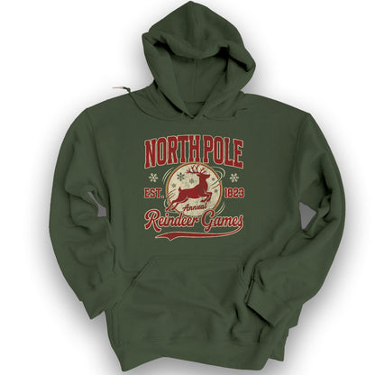 North Pole Annual Reindeer Games Hoodie - Military Green