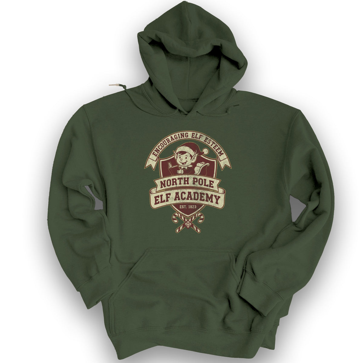 North Pole Elf Academy Hoodie - Military Green