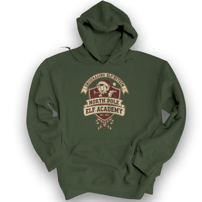 North Pole Elf Academy Hoodie - Military Green