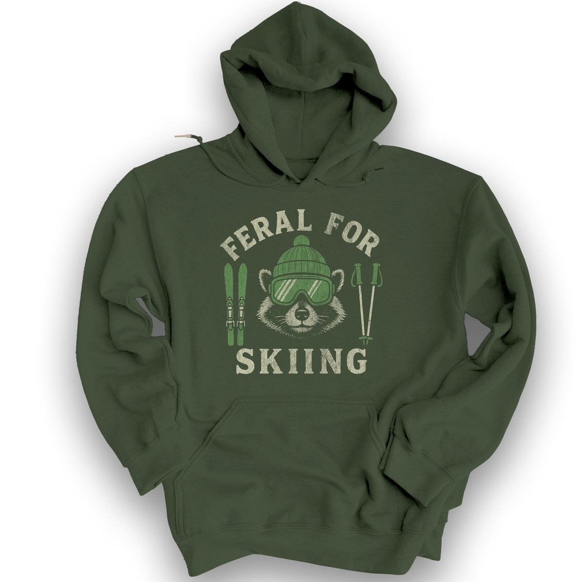 Feral for Skiing Hoodie - Military Green
