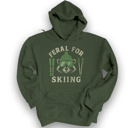 Feral for Skiing Hoodie - Military Green