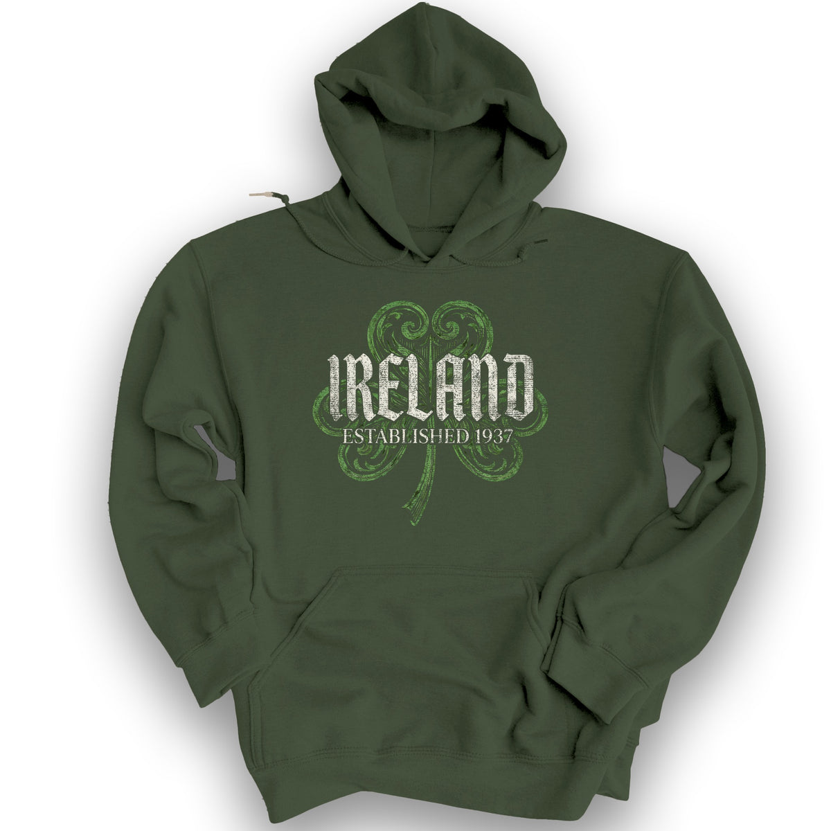 Ireland Gothic Shamrock Hoodie - Military Green