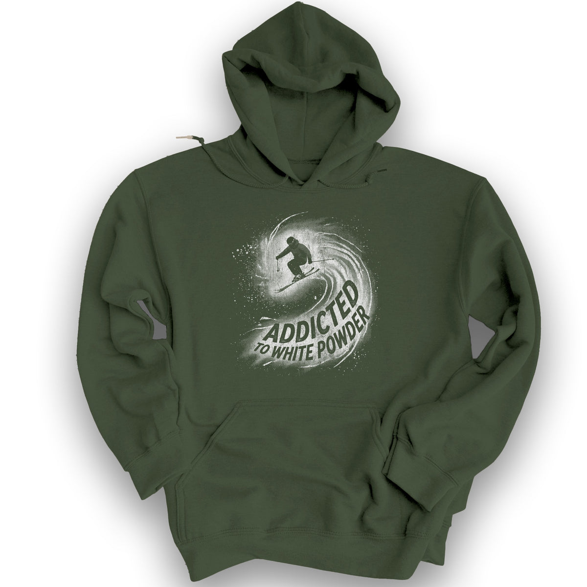 White Powder Skiing Hoodie - Military Green
