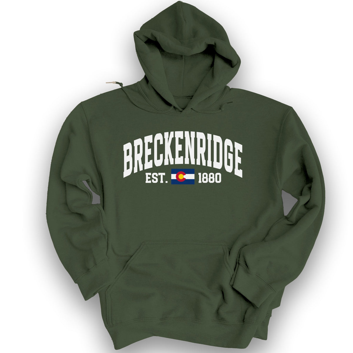 Breckenridge Colorado Varsity Hoodie - Military Green