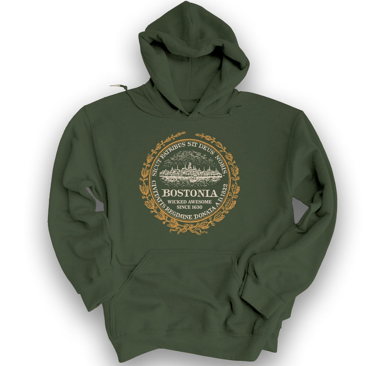 Bostonia Wicked Awesome Hoodie - Military Green