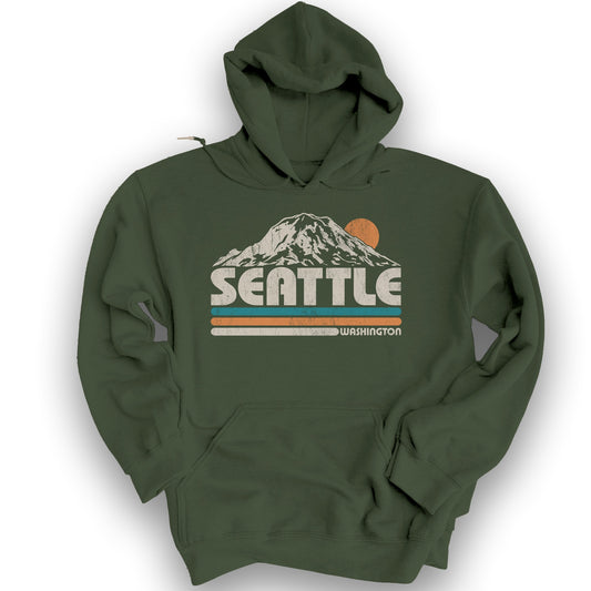Seattle Retro Stripe Hoodie - Military Green