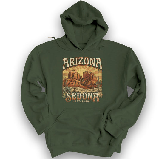 Sedona Arizona Sunset Hoodie - Military Green