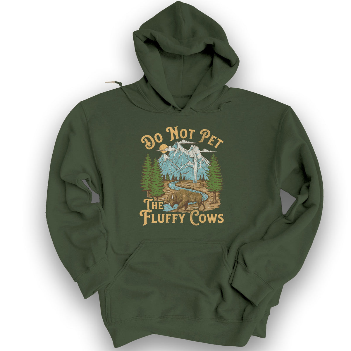 Fluffy Cows Yellowstone Hoodie - Military Green