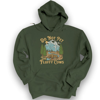 Fluffy Cows Yellowstone Hoodie - Military Green