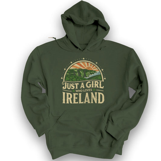 Just a Girl Who Loves Ireland Hoodie - Military Green
