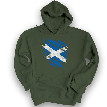 Scotland Weathered Flag Hoodie - Military Green